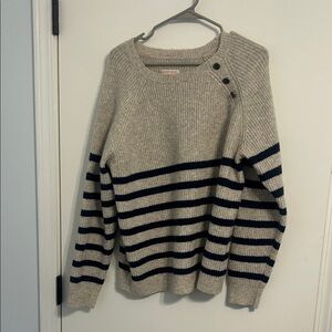 Knox Rose Beige and Navy Striped Sweater